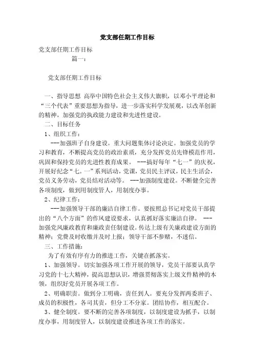 党支部任期工作目标