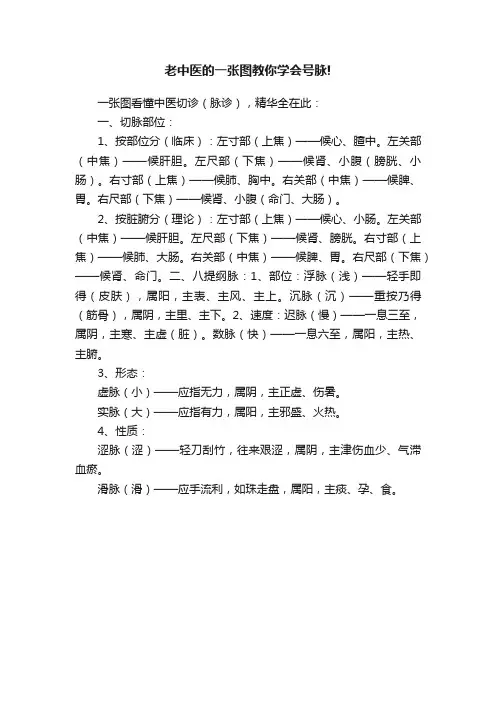 老中医的一张图教你学会号脉!