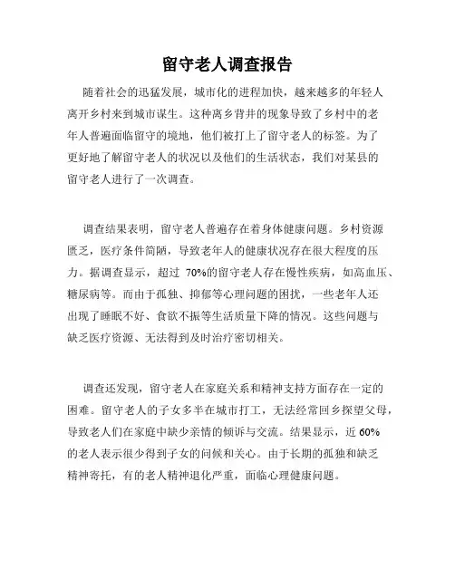 留守老人调查报告