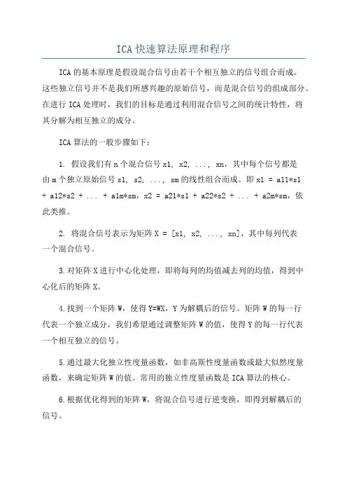 ICA快速算法原理和程序