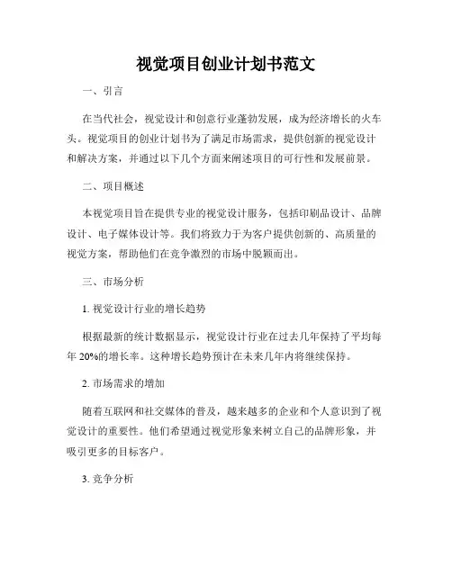 视觉项目创业计划书范文