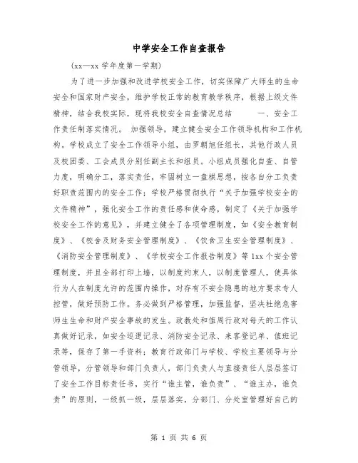 中学安全工作自查报告（二篇）