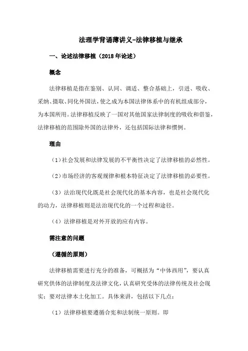 法理学背诵薄讲义-法律移植与继承