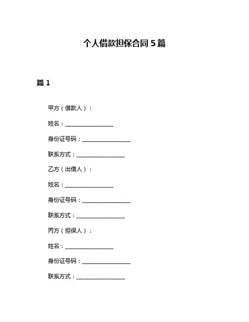 个人借款担保合同5篇