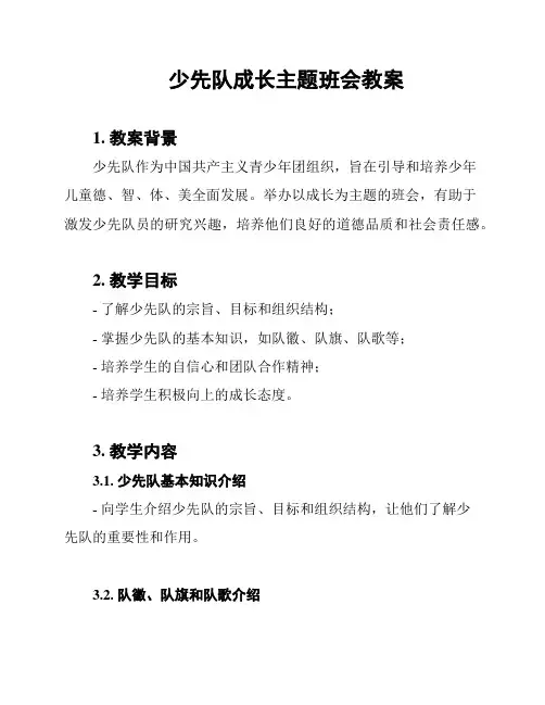 少先队成长主题班会教案