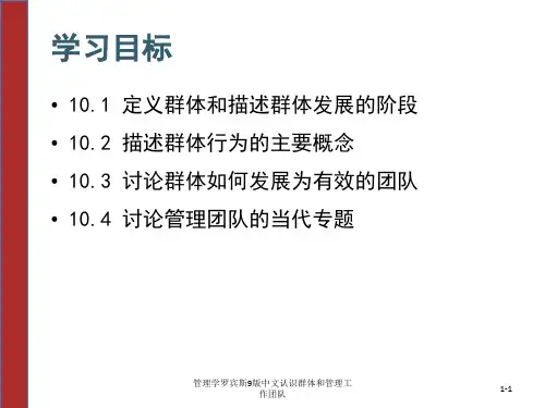 管理学罗宾斯9版中文认识群体和管理工作团队课件