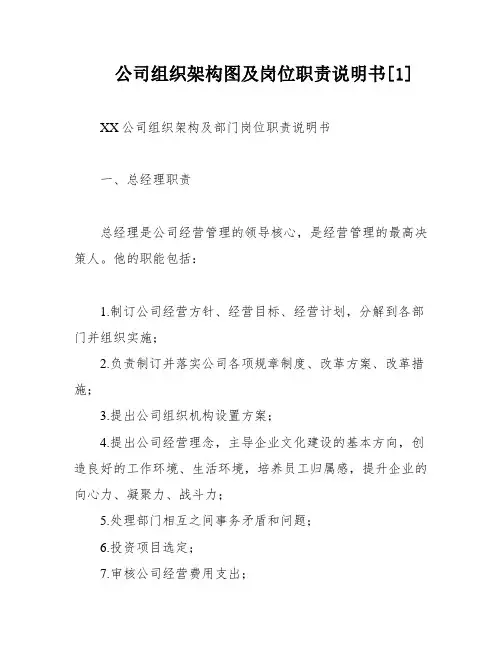 公司组织架构图及岗位职责说明书[1]