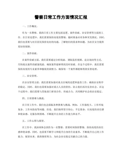 警察日常工作方面情况汇报