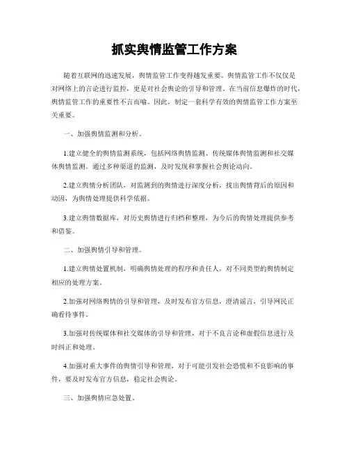 抓实舆情监管工作方案
