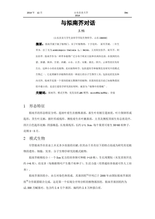 拟南芥论文