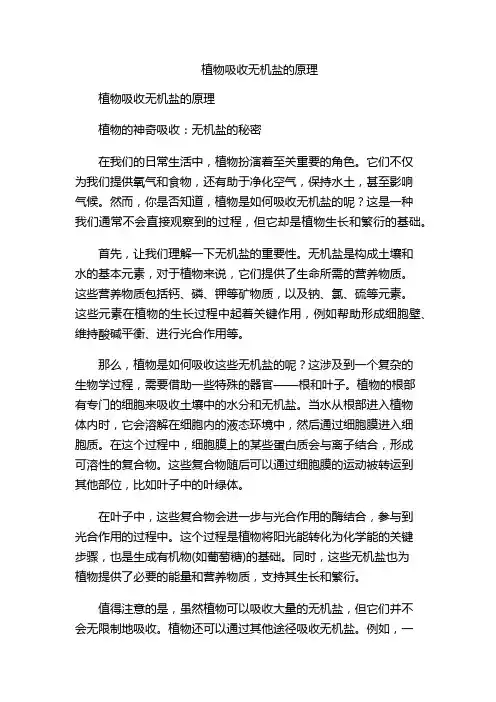 植物吸收无机盐的原理