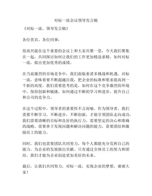 对标一流会议领导发言稿