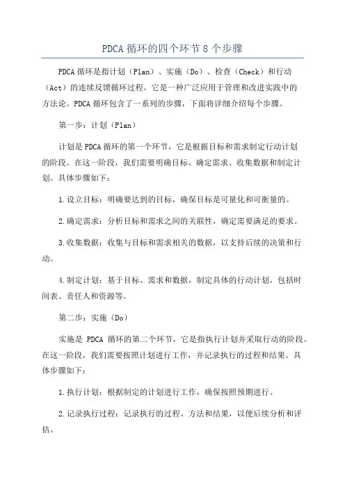 PDCA循环的四个环节8个步骤