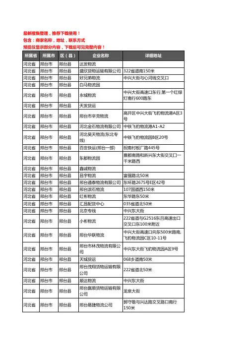 新版河北省邢台市邢台县货运企业公司商家户名录单联系方式地址大全118家