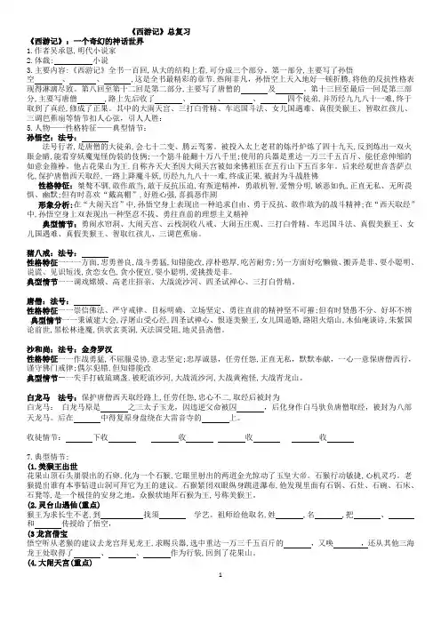 中考名著阅读《西游记》总复习题(含答案)