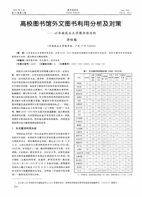高校图书馆外文图书利用分析及对策——以华南农业大学图书馆为例