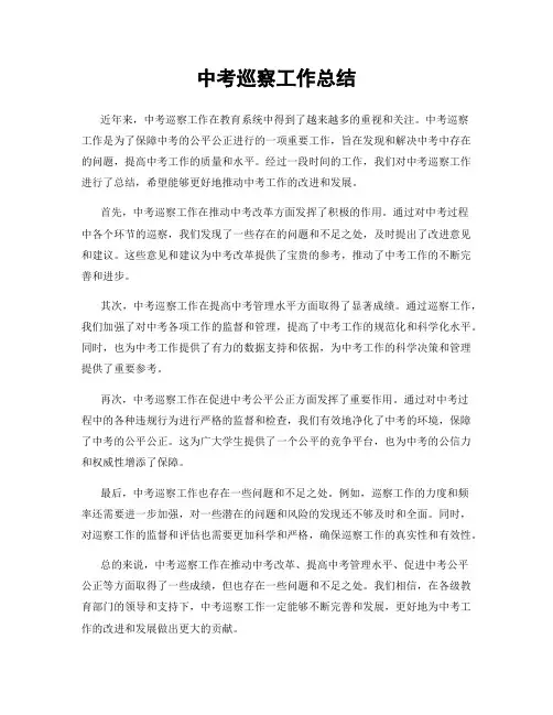 中考巡察工作总结