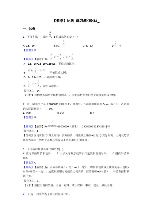 【数学】比例 练习题(培优)_