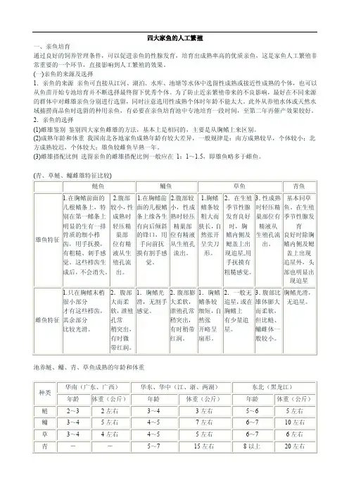 四大家鱼的人工繁殖