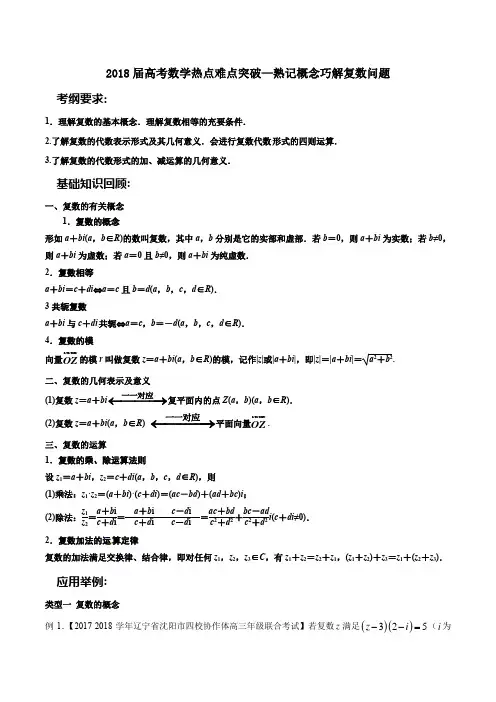 2018届高考数学热点难点突破—熟记概念巧解复数问题