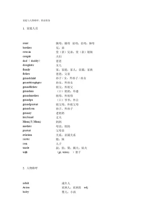 中考英语单词分类速记(1600词)