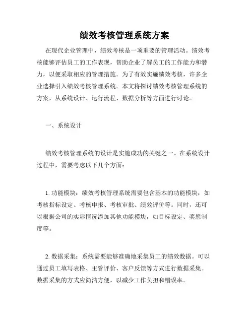 绩效考核管理系统方案