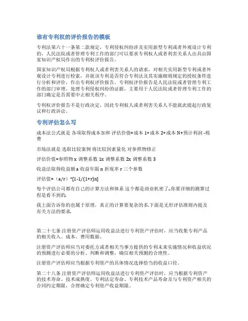专利评价报告范文