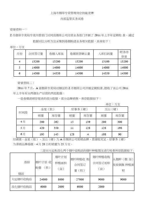烟草专卖技能竞赛省二类竞赛试卷.doc