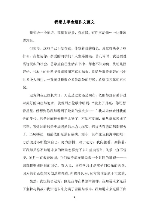我想去半命题作文范文