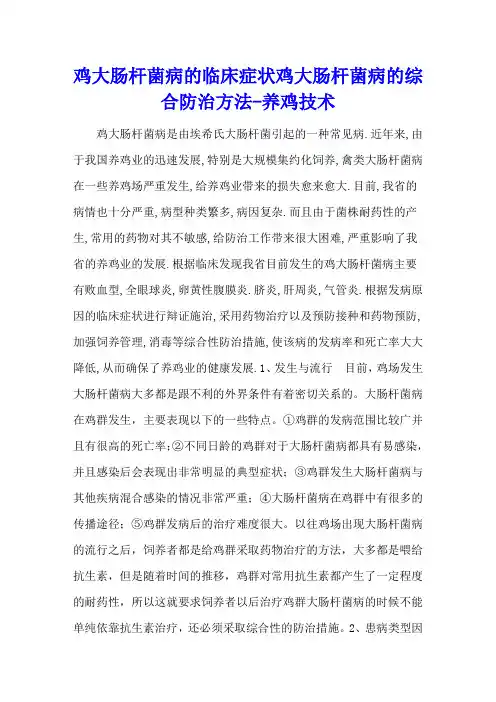 鸡大肠杆菌病的临床症状 鸡大肠杆菌病的综合防治方法 - 养鸡技术