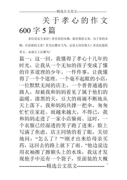 关于孝心的作文600字5篇