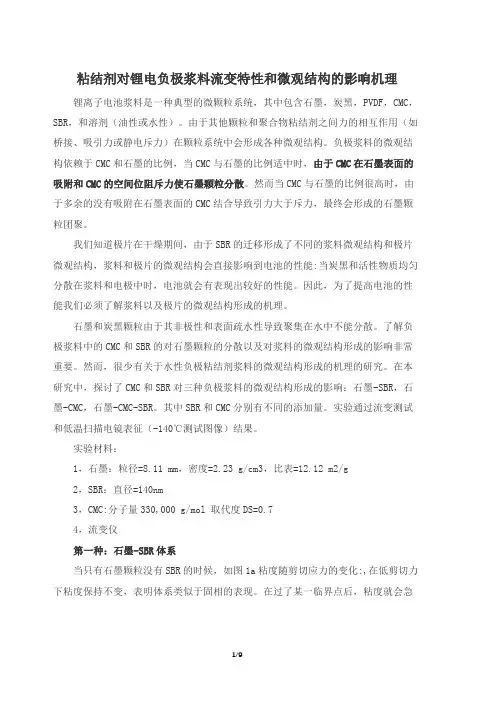 粘结剂对锂电负极浆料流变特性和微观结构的影响机理