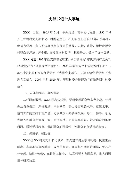 村党支部书记个人事迹