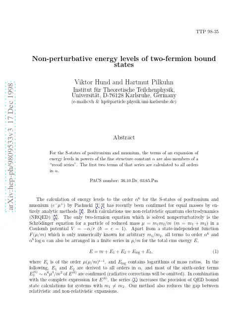 Non-perturbative energy levels of two-fermion bound states