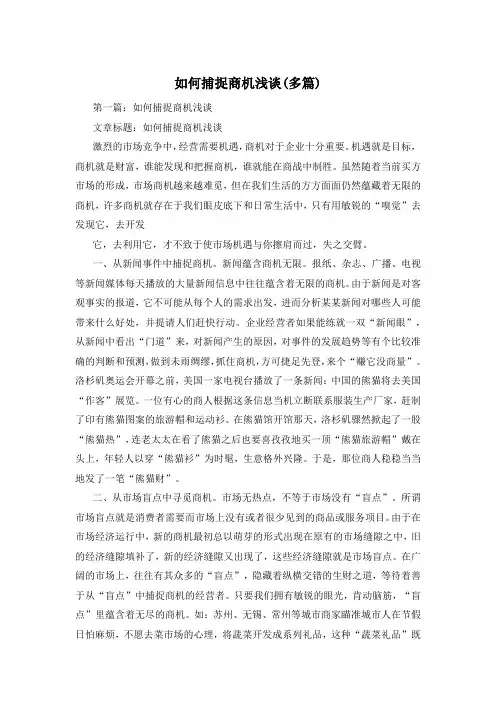 如何捕捉商机浅谈(多篇)