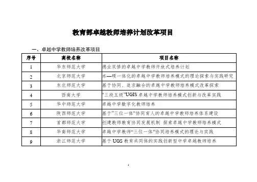教育部卓越教师培养计划改革项目