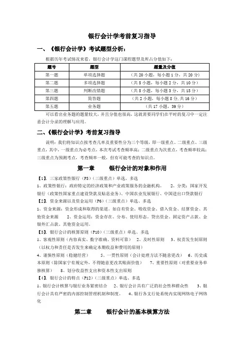 0078自考银行会计学考前复习指导(考前划重点及详细讲解)