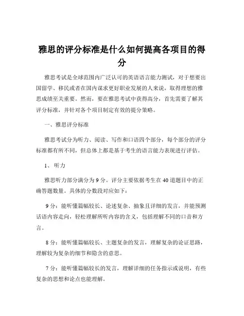 雅思的评分标准是什么如何提高各项目的得分