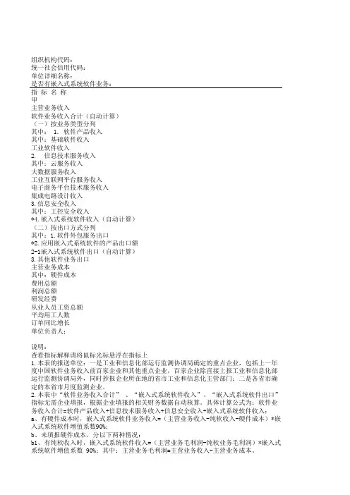软件和信息技术服务业月报-企业月报表_