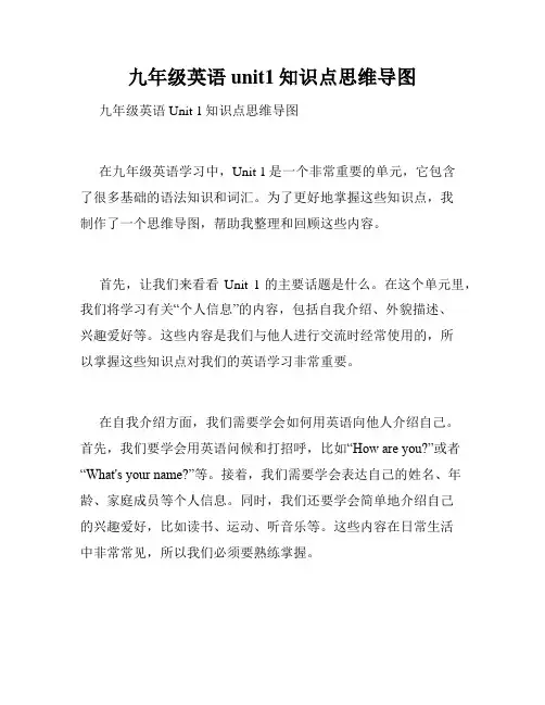 九年级英语unit1知识点思维导图