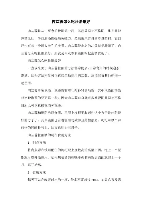 肉苁蓉怎么吃壮阳最好