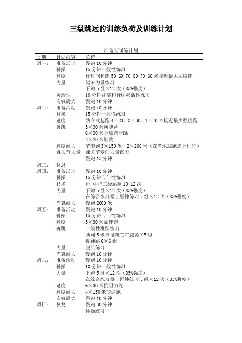 三级跳远训练计划