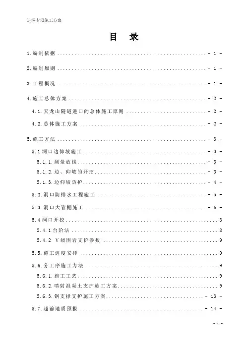XXX隧道进洞专项施工方案