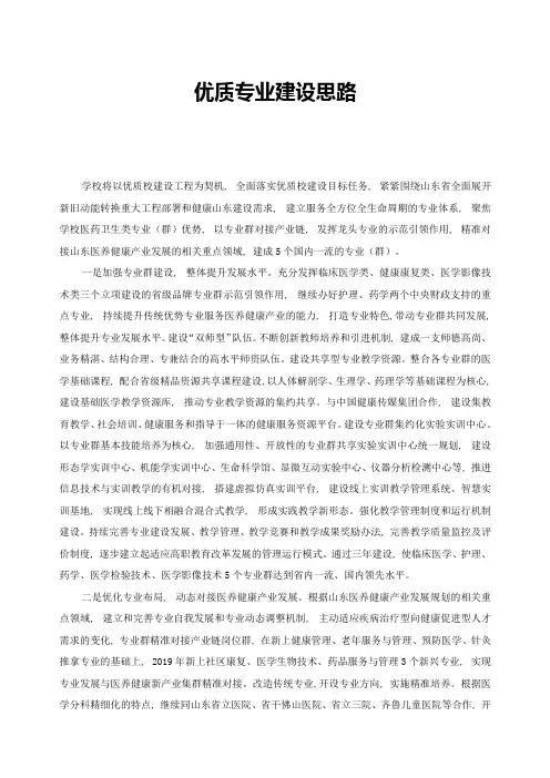 优质专业建设思路