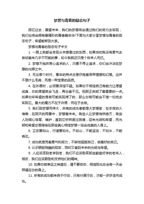 梦想与青春的励志句子