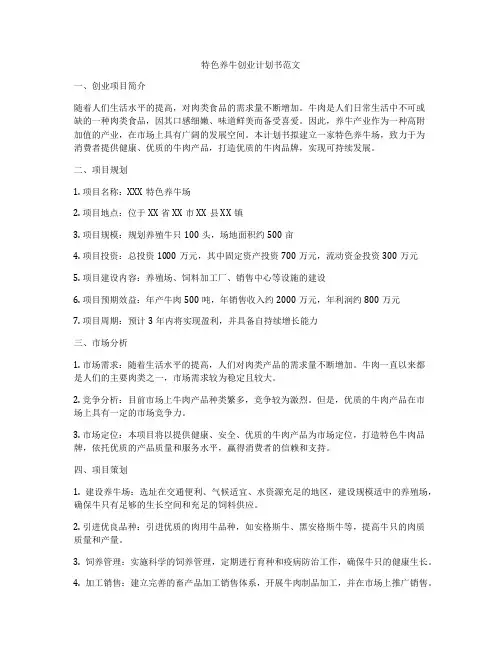特色养牛创业计划书范文