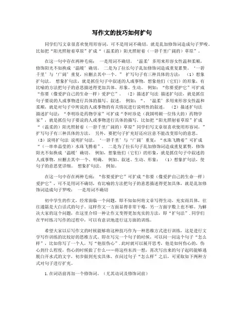 写作文的技巧如何扩句
