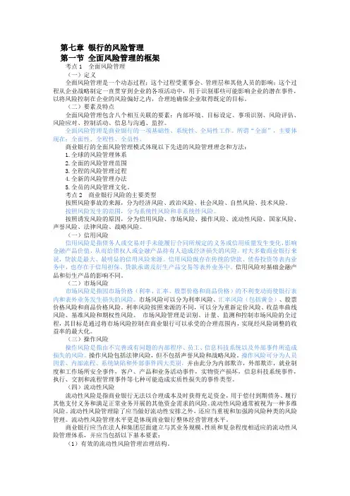 第七章 银行的风险管理