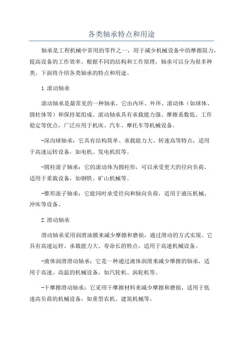 各类轴承特点和用途