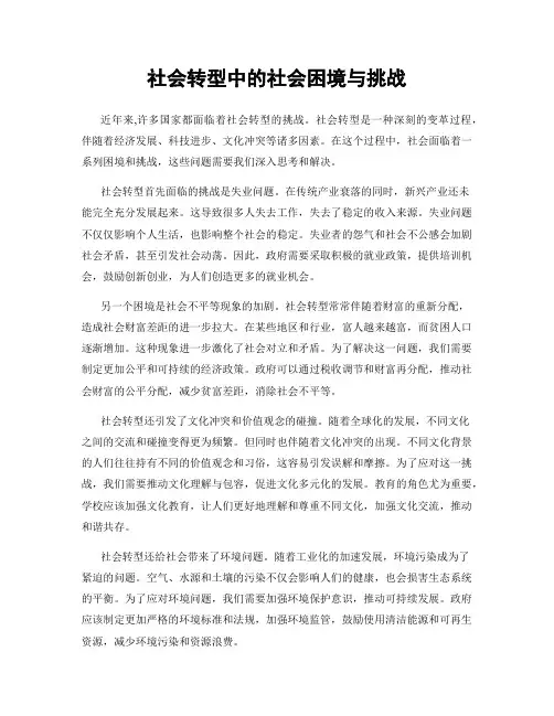社会转型中的社会困境与挑战